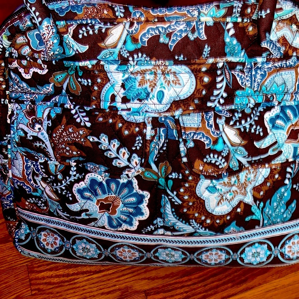 Vera Bradley multicolored brown white and blue handbag